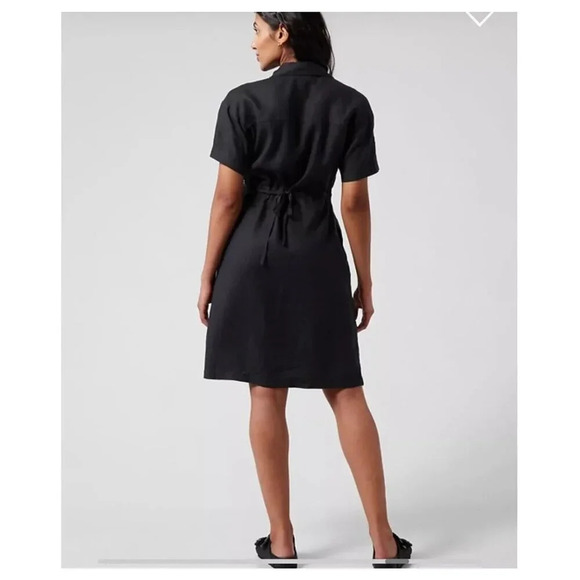 Athleta Black Linen Playa Wrap Dress Size 2‎ - Picture 2 of 10